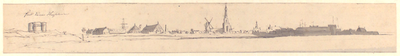 533 [Vlissingen vanuit zee gezien, met links fort Kenau Hasselaar en rechts de Gevangentoren]