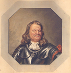 872 [M.A. de Ruyter, borstbeeld van voren en rechts, in harnas met orde van St. Michiel, in achtkant.]