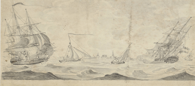 873 Aankomst van twee schepen van de Verenigde Oostindische Compagnie op de rede van Vlissingen