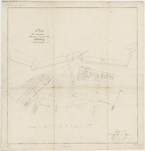 963 Plan des maisons à dèmolir à la port de Middelbourg : [Plattegrond af te breken huizen bij de Middelburgse poort.]