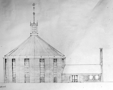 13602 Tekening onbekende kerk (reproductie)