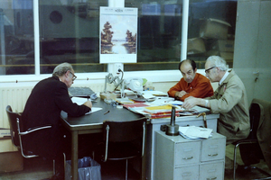 2 50-jarig jubileum Lein Bosselaar. Jo Valkier, Jan Lous en Jo Brouwer