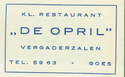 GOE-27 Kl. Restaurant De Opril , Goes