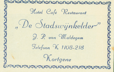 KOR-5 Hotel Café Restaurant De Stadswijnkelder , Kortgene