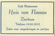 ZIE-8 Café Restaurant Huis van Nassau, Zierikzee