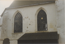 0690-3953 Noord gevel met opberghok voor de restauratie van 1993.