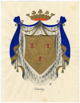83 Een tekening van het gemeentewapen van Culemborg, dat als volgt wordt omschreven: Een schild van goud beladen met 3 ...