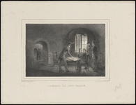 441 Historieprent; generaal Chassé gezeten aan een ronde tafel voor het raam in zijn kazemat van het citadel, omringd ...