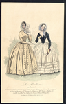 8203 Dit is een ingekleurde gravure van twee vrouwen met een modieuze japon en luifelhoeden, 15 september 1841