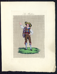 8245 De voorstelling op dit borduurpatroon bestaat uit een motief van een man met een bruine broek en een geelzwarte ...