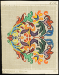 6414 De voorstelling op dit borduurpatroon bestaat uit een gestileerd motief in groen, blauw, paars, geel, oranje, 1811-1848