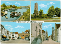 22-9536 Groeten uit, met vier inzetten: haven, Sint Maartenstoren en fontein, Waterpoort en Gasthuistoren