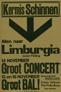 547_001_334 Schinnen: Kermis, muziek, dansenGroot concert en groot bal bij Limburgia (naast de veiling) met orkest The ...