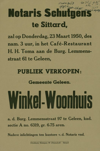 547_001_381 Geleen: NotariaatPublieke verkoop van winkel-woonhuis aan de Burgemeester Lemmensstraat door notaris ...