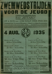 547_001_824 Sittard: ZwemsportZwemwedstrijden voor de jeugd in zwembad Sittard04 augustus 1935