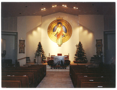 208554 Mozaiek van pater H. v.d. Boogaard msf in de kerk te Sun City in Florida (USA)