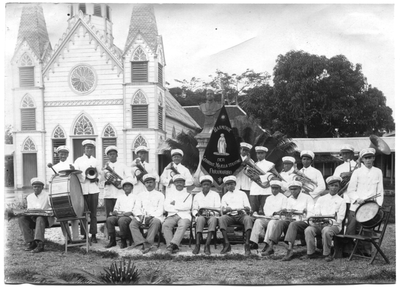 186511 De harmonie Sint Felix van de melaatsenkolonie Sint Gerardus Majellastichting te Paramaribo (Suriname)