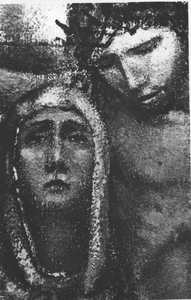 186696 Werk van pater Gerard Mathot, beeldengroep Jezus en Marta, op het graf van Anna M.C.H. van der Heijden te Voerendaal