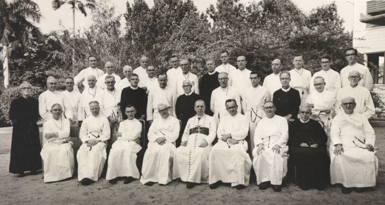 186952 Groepsfoto bij gelegenheid van visitatie door provinciaal C. Oomen
