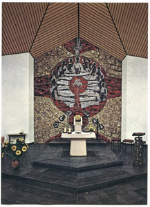 252106 Mosaïk in de moderne kapel van Heimstatt Röderhof te Hildesheim, Duitsland
