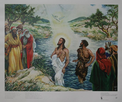 VW-B021-037 Bijbelplaat Nieuwe Testament, doop van Jezus in de Jordaan