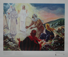 VW-B021-043 Bijbelplaat Nieuwe Testament, Jezus' verheerlijking op de berg