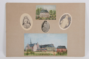 VW-Z045-013 Panelen met afbeeldingen van huizen en priorinnen van de Dominicanessen van Mariadal