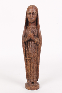 VW-Z148-031 Afrikaans houten beeld van biddende vrouw met lange sluier
