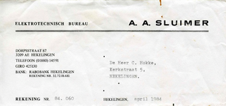 HK_SLUIMER_001 Hekelingen, Sluimer - Elektrotechnisch Bureau A.A. Sluimer, (1984)