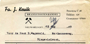 NH_KRUIK_001 Nieuw-Helvoet, Kruik - Fa. J. Kruik. Brandstoffenhandel, (1949)