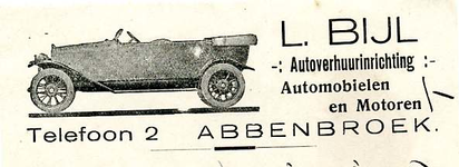AB_BIJL_004 Abbenbroek, Bijl, L. - L. Bijl, Autoverhuurinrichting / Automobielen en Motoren, (1929)