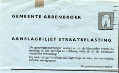 AB_GEMEENTE_001 Abbenbroek, Gemeente Abbenbroek - Aanslagbiljet straatbelasting, (1965)