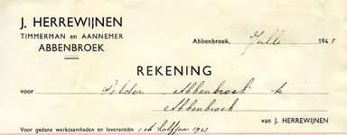 AB_HERREWIJNEN_001 Abbenbroek, Herrewijnen, J. - Timmerman en Aannemer, (1943)