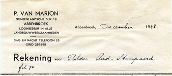 AB_MARION_001 Abbenbroek, Marion, P. van - Loonbedrijf in alle landbouwwerkzaamheden, (1948)