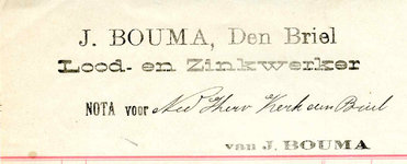 BR_BOUMA_001 Brielle, J. Bouma - Joh. Bouma, Lood- en zinkwerker, (1935)