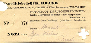 BR_BRAND_001 Brielle, K. Brand - K. Brand, motorboot- en autobeurtdiensten, (1949)