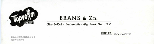 BR_BRANS_003 Brielle, Brans & Zn. - Brans & Zn. Heren- en Jongenskleding, manufacturen, depot: Palthe, (1970)