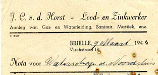 BR_HORST_001 Brielle, J.C. v.d. Horst - J.C. v.d. Horst - Lood- en Zinkwerker, aanleg van gas- en waterleiding, ...