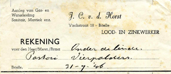 BR_HORST_002 Brielle, J.C. v.d. Horst - J.C. v.d. Horst, Lood- en zinkwerker, aanleg van gas- en waterleiding, ...