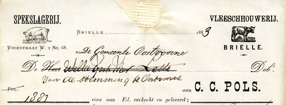 BR_POLS_001 Brielle, Pols - Spekslagerij - Vleeschhouwerij Brielle, C.C. Pols , (1883)