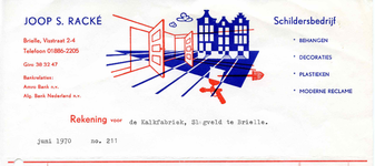 BR_RACKÉ_007 Brielle, Racké - Joop S. Racké, schildersbedrijf. Behangen, decoraties, plastieken, moderne reclame., (1970)