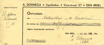 BR_SONNEGA_002 Brielle, Sonnega - A. Sonnega, Apotheker, (1951)
