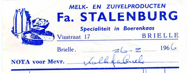 BR_STALENBURG_002 Brielle, Stalenburg - Melk- en zuivelproducten Fa. Stalenburg. Specialiteit in Boerenkaas, (1966)