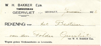 GE_BAKKER_001 Geervliet, Bakker - W.H. Bakker Ezn. Timmerman Geervliet, (1926)