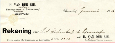 GE_BIE_001 Geervliet, Van der Bie - H. van der Bie en Zoon, Timmerlieden - Aannemers, (1913)