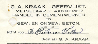 GE_KRAAK_002 Geervliet, Kraak - G.A. Kraak, Geervliet. Metselaar - Aannemer. Handel in cementwerken en gew. en ongew. ...