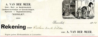 GE_MEER_001 Geervliet, Van der Meer - A. van der Meer, Grof-, hoef- en kachelsmederij. Landbouwwerktuigen en ...