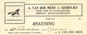 GE_MEER_002 Geervliet, Van der Meer - A. van der Meer, Geervliet. Grof-, hoef- en kachelsmederij. Rijwielen, ...