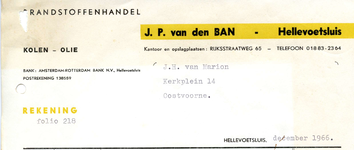 HE_BAN_004 Hellevoetsluis, Ban - J.P. van den Ban, Brandstoffenhandel. Kolen - Olie, (1966)