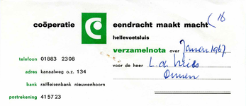 HE_EENDRACHT_007 Hellevoetsluis, Eendracht - Coöperatie Eendracht maakt macht Hellevoetsluis, (1967)